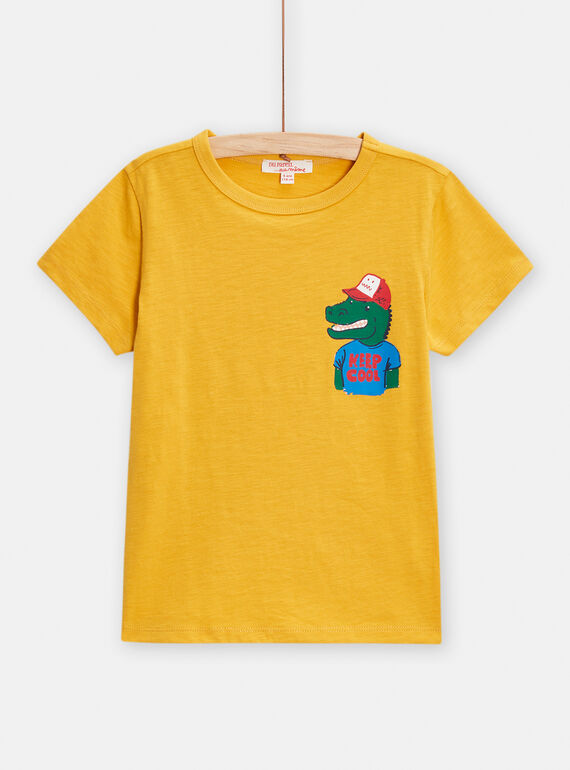T-shirt jaune animation crocodile pour garçon TOJOTI2 / 24S902B1TMC106