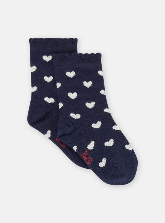 Chaussettes bleu marine à imprimé cœur bébé fille SYIJOSOQ2 / 23WI09M4SOQ070