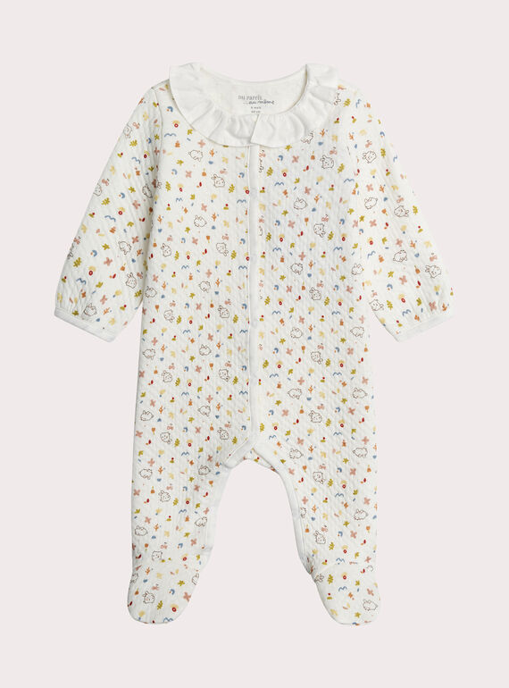 Grenouillère naissance imprimée à col volanté XOU1GRE1 / 25WF0351GRE000