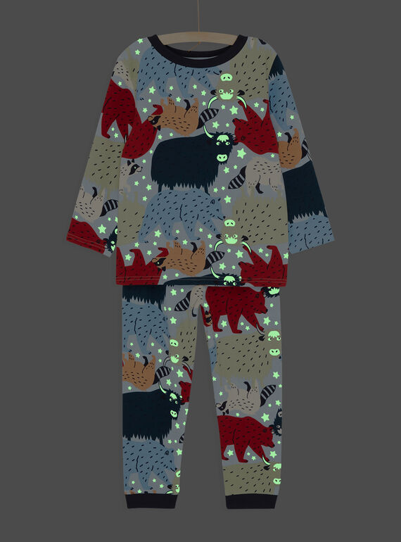 Ensemble pyjama bleu marine phosphorescent à imprimé animaux SEGOPYJFOR / 23WH1255PYJC236
