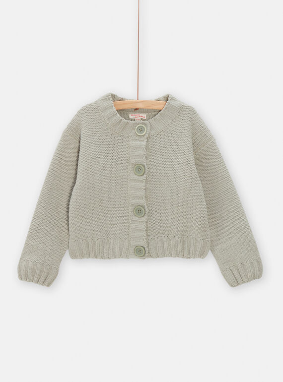 Cardigan kaki clair à boutons pour fille SAYJOCAR2 / 23W901M1CAR612