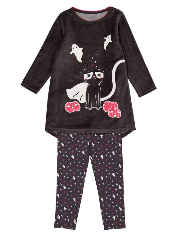 Chemise de nuit velours et legging jersey Halloween enfant fille GEFACHUHAL / 19WH11N1CHNJ912