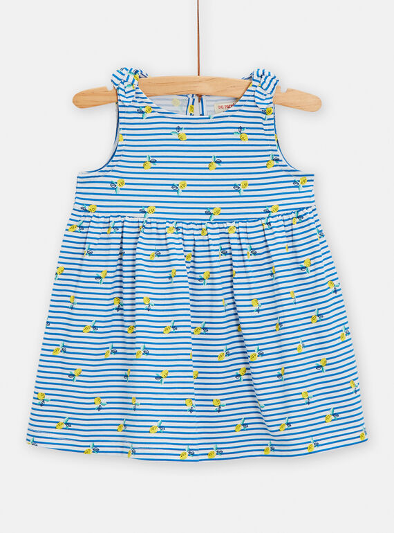 Robe rayée à imprimé citron pour bébé fille TIPLAROB1 / 24SG09S2ROB000