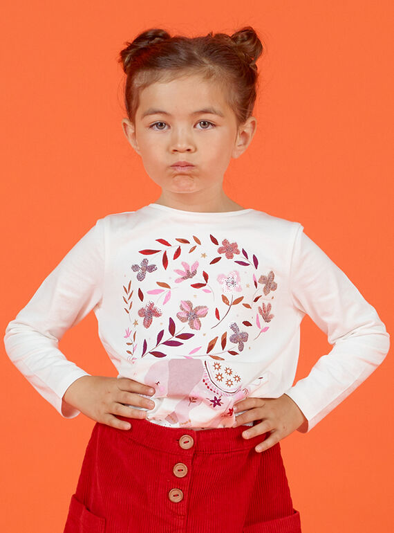 T-shirt manches longues réversible motif cerises enfant fille MACOMTEE1 / 21W901L1TML001