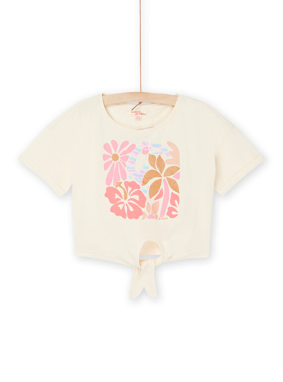 T-shirt écru foncé à motifs fleuris et perroquet RASUMTI4 / 23S901Y3TMC003