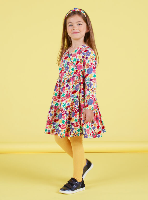 Robe à manches longues à imprimé fleuri coloré enfant fille MAMIXROB2 / 21W901J3ROB009