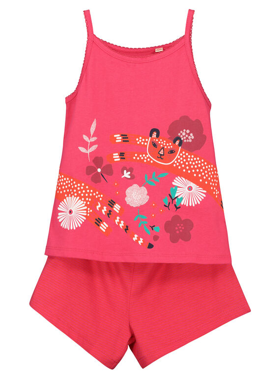 Pyjama short fille rouge imprimé FEFAPYJANI / 19SH11H5PYJ304
