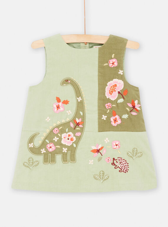 Robe verte en velours pour bébé fille SIVERROB2 / 23WG09J2ROB631