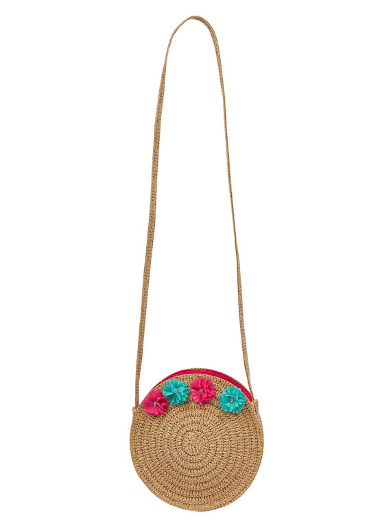 Sac en paille avec fleurs + Glitter au centre des fleurs  JYAWESAC / 20SI0191BES001