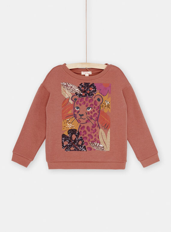 Sweat terracotta à animation panthère SACOUSWEA / 23W901L1SWEE415