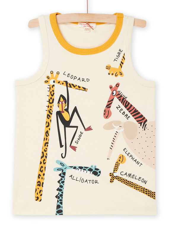 Débardeur blanc crème à motif animaux sauvages ROSUMDEB / 23S902Y1DEBA002