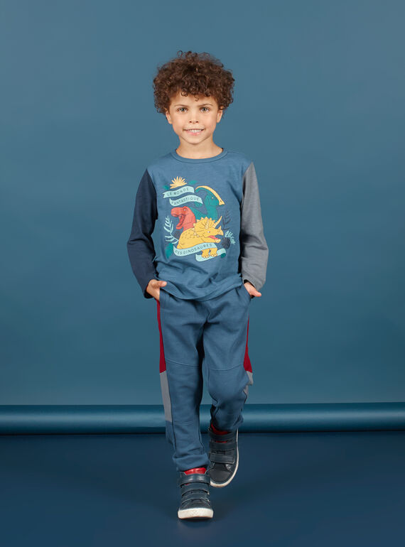 Jogging bleu marine et rouge enfant garçon MOPAJOG / 21W902H1JGB219