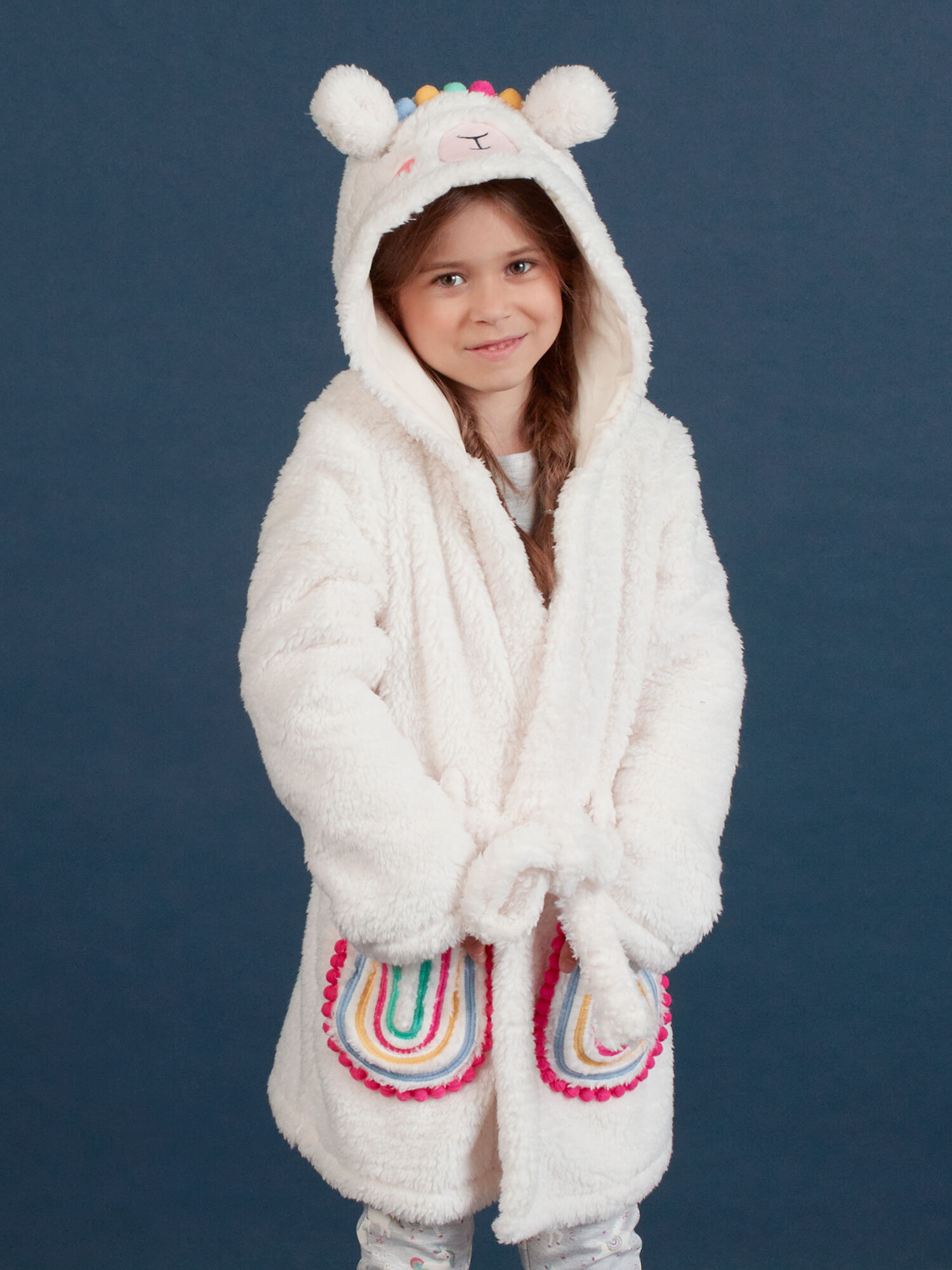 Robe de chambre lama et arc en ciel sherpa enfant fille achat en ligne Pyjama DPAM