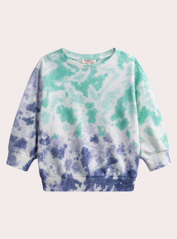 Sweat écru et bleu tie & dye 
