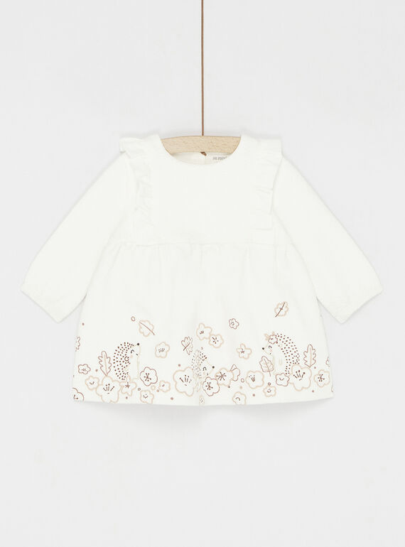 Robe Blanc cassé imprimée pour fille SOU1ROB / 23WF0311ROBA001