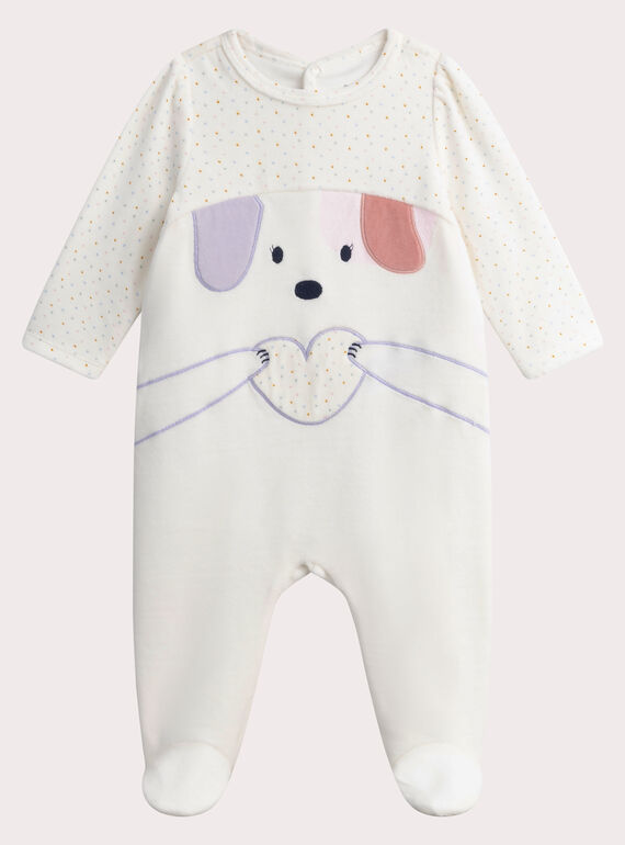 Grenouillère en velours écru pour bébé fille WEFIGREAN / 25SH1393GRE001