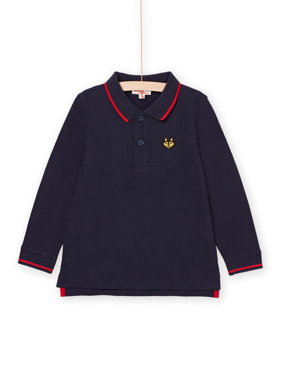 Polo bleu marine à motif tête de loup brodée POJOPOL1 / 22W902D4POL705
