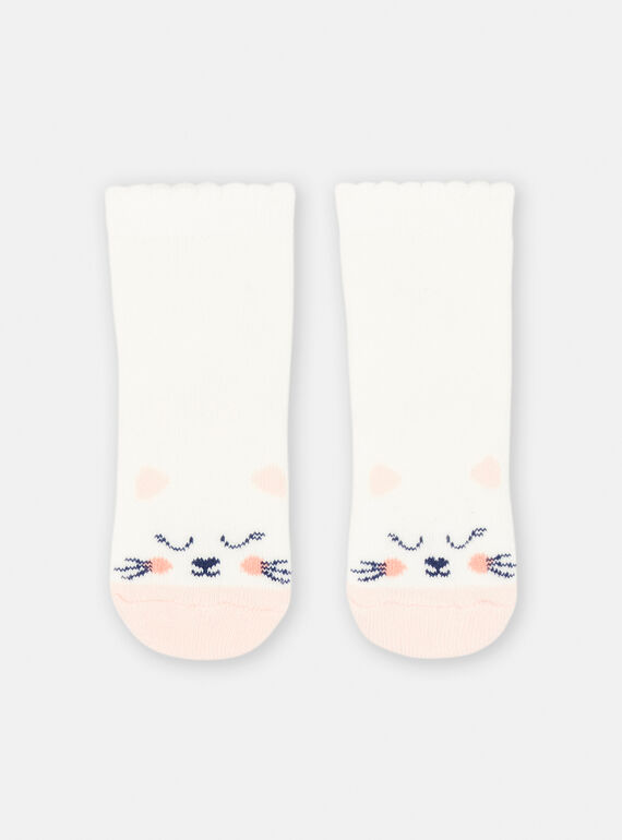 Chaussettes écrues motif chat pour bébé fille SYIJOSOQB1 / 23WI09N8SOQ001