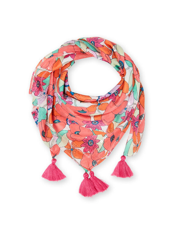Foulard blanc et corail imprimé fleuri LYAVIFOUL / 21SI01U1FOU000