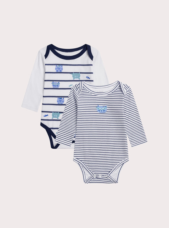 Lot de deux bodys chat pour bébé garçon XEGABODPECHE / 25WH1441BDL000