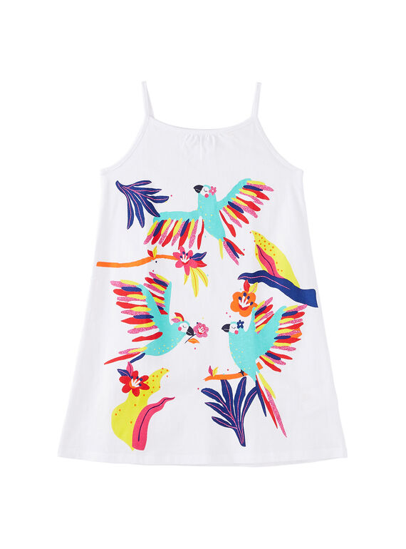 Chemise de nuit fines bretelles enfant fille blanche JEFACHU1 / 20SH11U2CHN000