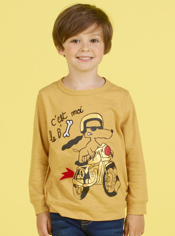 T-shirt moutarde enfant garçon MOMIXTEE3 / 21W902J5TMLB101