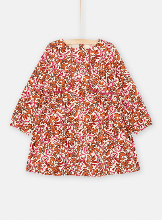 Robe écru foncé imprimé floral pour enfant fille SALOROB1 / 23W901R2ROB003
