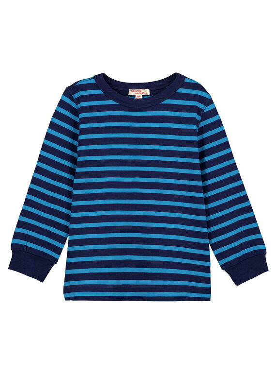 T-shirt Manches longues Marine rayé turquoise GOJOTIRIB3 / 19W90242D32C200