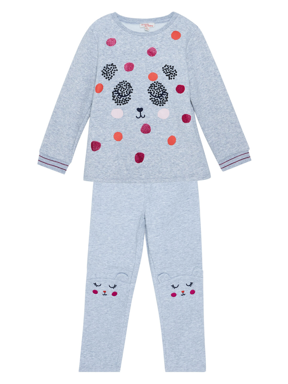 Pyjama en molleton chaud gris chine enfant fille achat en ligne DPAM