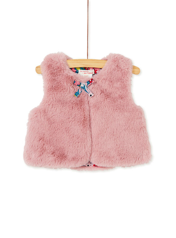 Gilet sans manche rose fausse fourrure bébé fille : achat en ligne - | DPAM