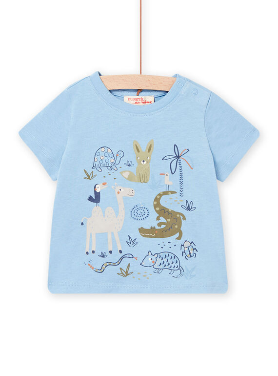T-shirt bleu horizon motifs animaux bébé garçon NUSANTI2 / 22SG10S1TMC216