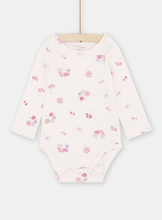 Body rose clair à imprimé fleuri bébé fille SEFIBODFLE / 23WH1362BDLD322