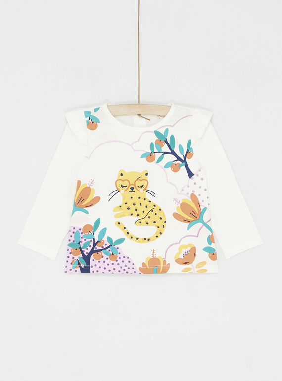 T-shirt écru à manches longues uni pour bébé fille SILINTEE1 / 23WG09H1TML001