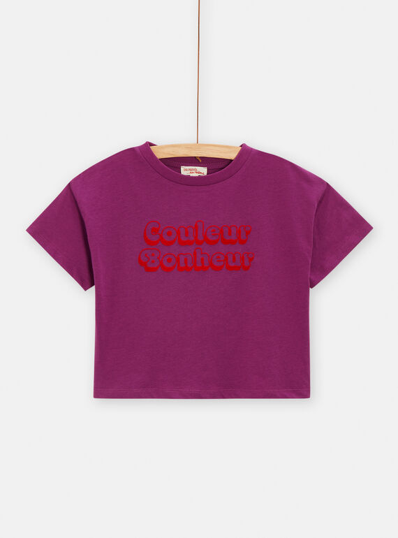 T-shirt oversize violet avec message pour fille TAMUMTI2 / 24S901R1TMC712