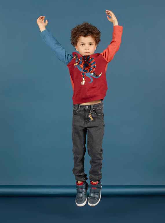 Jean slim anthracite enfant garçon MOPAJEAN / 21W902H1JEAK004