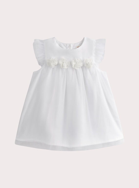 Robe unie écrue pour bébé fille WIMAROB2 / 25SG0963ROBA015