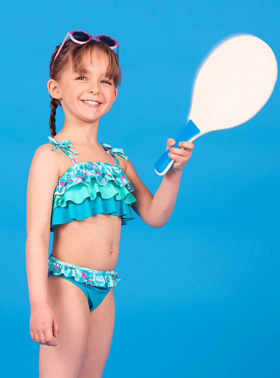 Maillot de bain 2 pièces turquoise enfant fille