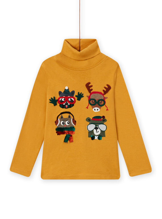 Sous-pull jaune motifs animaux fantaisie enfant garçon MOSAUSOUP / 21W902P1SPLB107