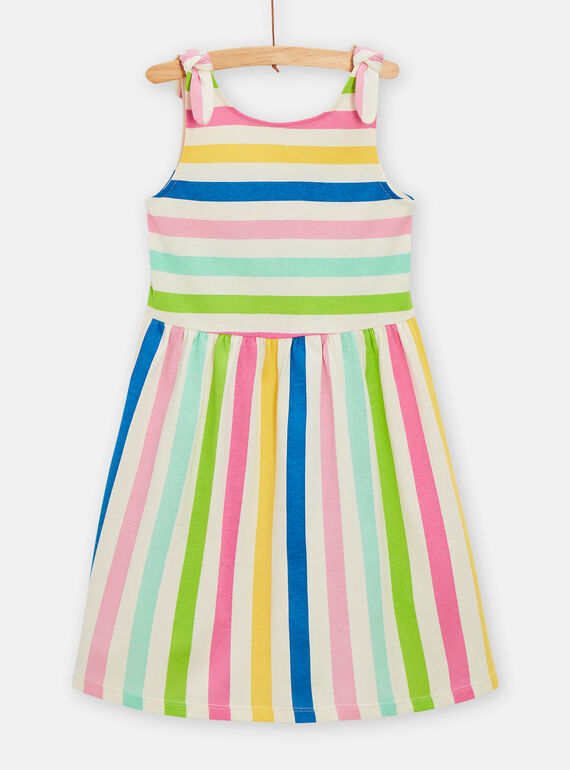 Robe imprimé rayures multicolores pour fille TAPLAROB2 / 24S901S1ROB003