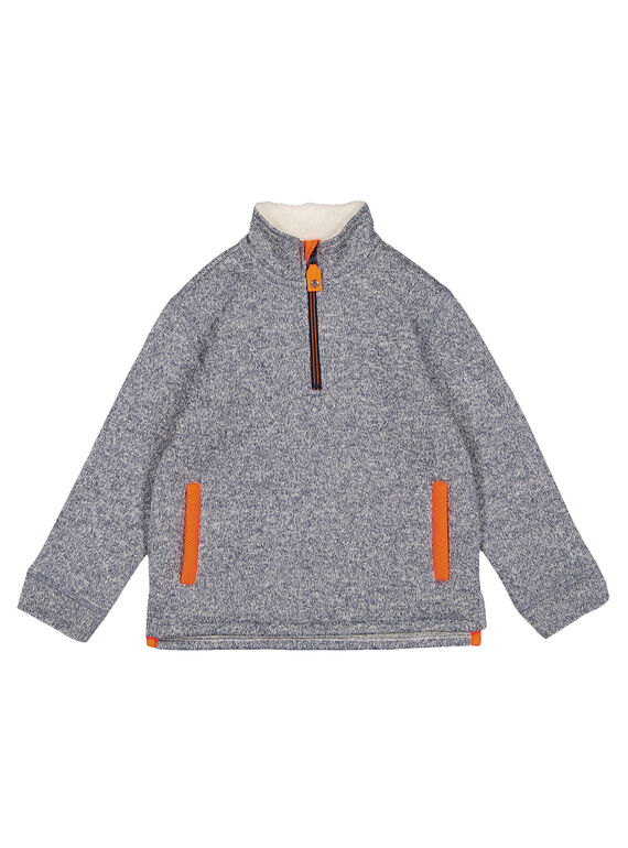Pull matière technique intérieur moutonné Gris  GOJOPULTEK1 / 19W902L3D2E090