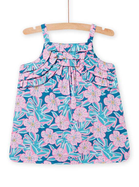 Robe bleu pétrole à imprimé fleuri bébé fille 22SG09U2ROB215