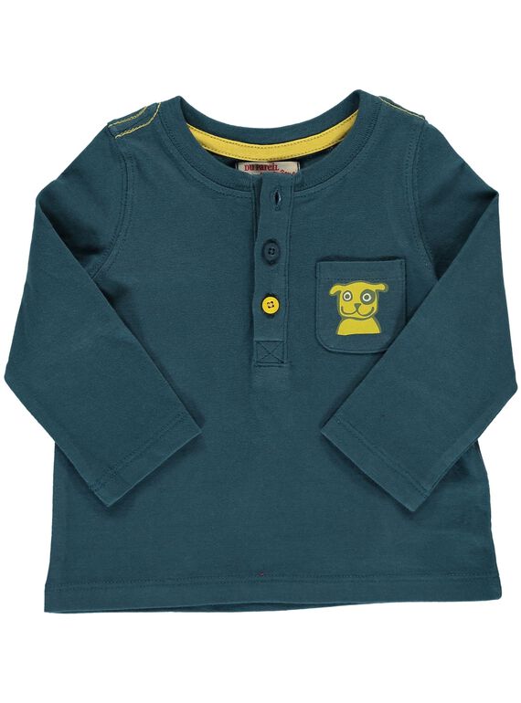 Tee-shirt manches longues bleu canard bébé garçon DUJOTUN2 / 18WG1036TML714