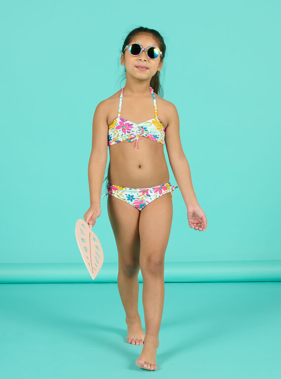 Maillot de bain 2 pièces réversible blanc enfant fille NYABIK3 / 22SI01L1MAI000