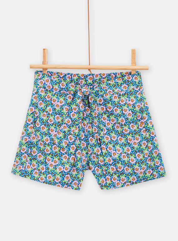 Short vert d'eau avec broderies fleuries pour fille TARYSHORT2 / 24S901U2SHOC228