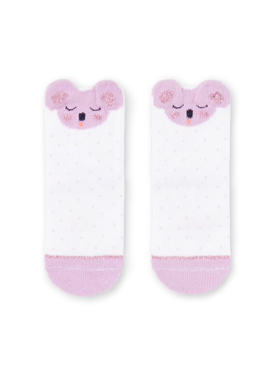 Chaussettes blanches et parme bébé fille LYIVISOQ / 21SI09U1SOQ000