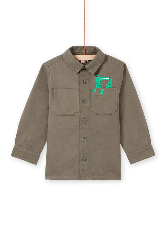 Surchemise manches longues kaki à motif crocodile enfant garçon MOKASURCHEM / 21W902I1CHM628