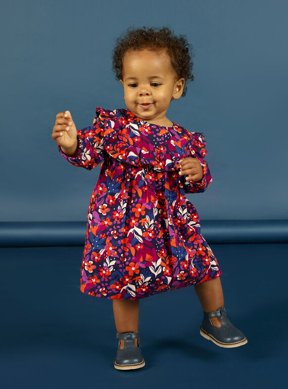Robe manches longues imprimé fleuri coloré bébé flle MIPAROB1 / 21WG09H6ROBD319