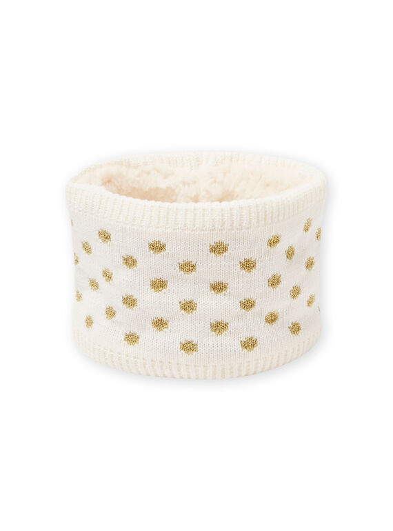 Snood écru à pois dorés bébé fille MYIKASNOO / 21WI0951SNO001