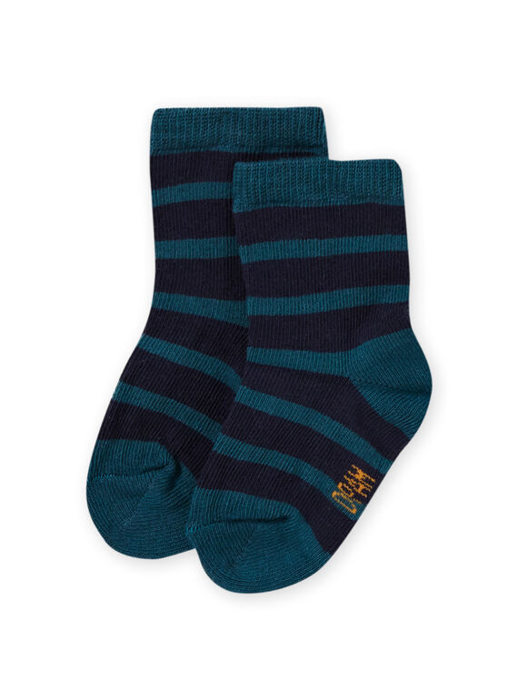 Chaussettes bleu canard à rayures bébé garçon MYUJOCHOR4 / 21WI1019SOQ714