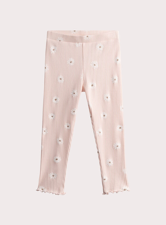 Legging rose clair à imprimé fleuri pour fille WYAJOSLEG4 / 25SI01J1CALD310